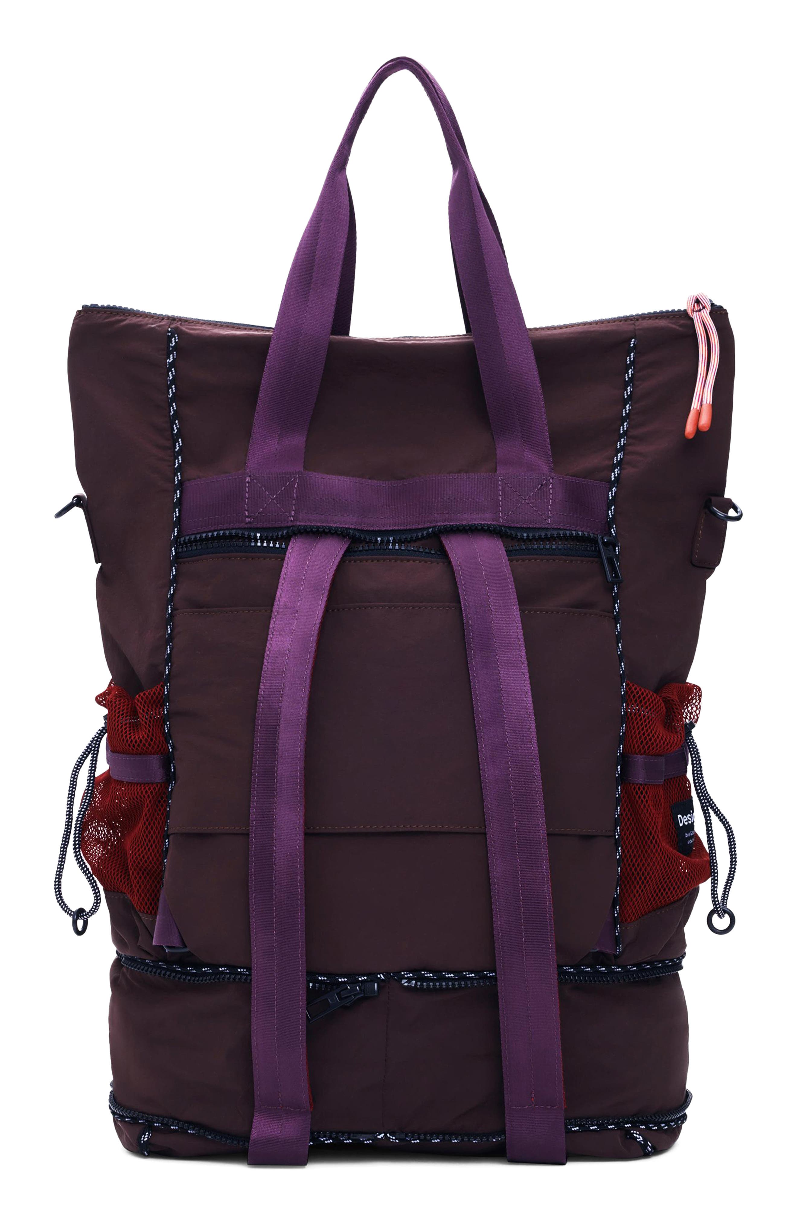 Desigual Large Voyager Nylon Backpack, Alternate, color, Burgundy