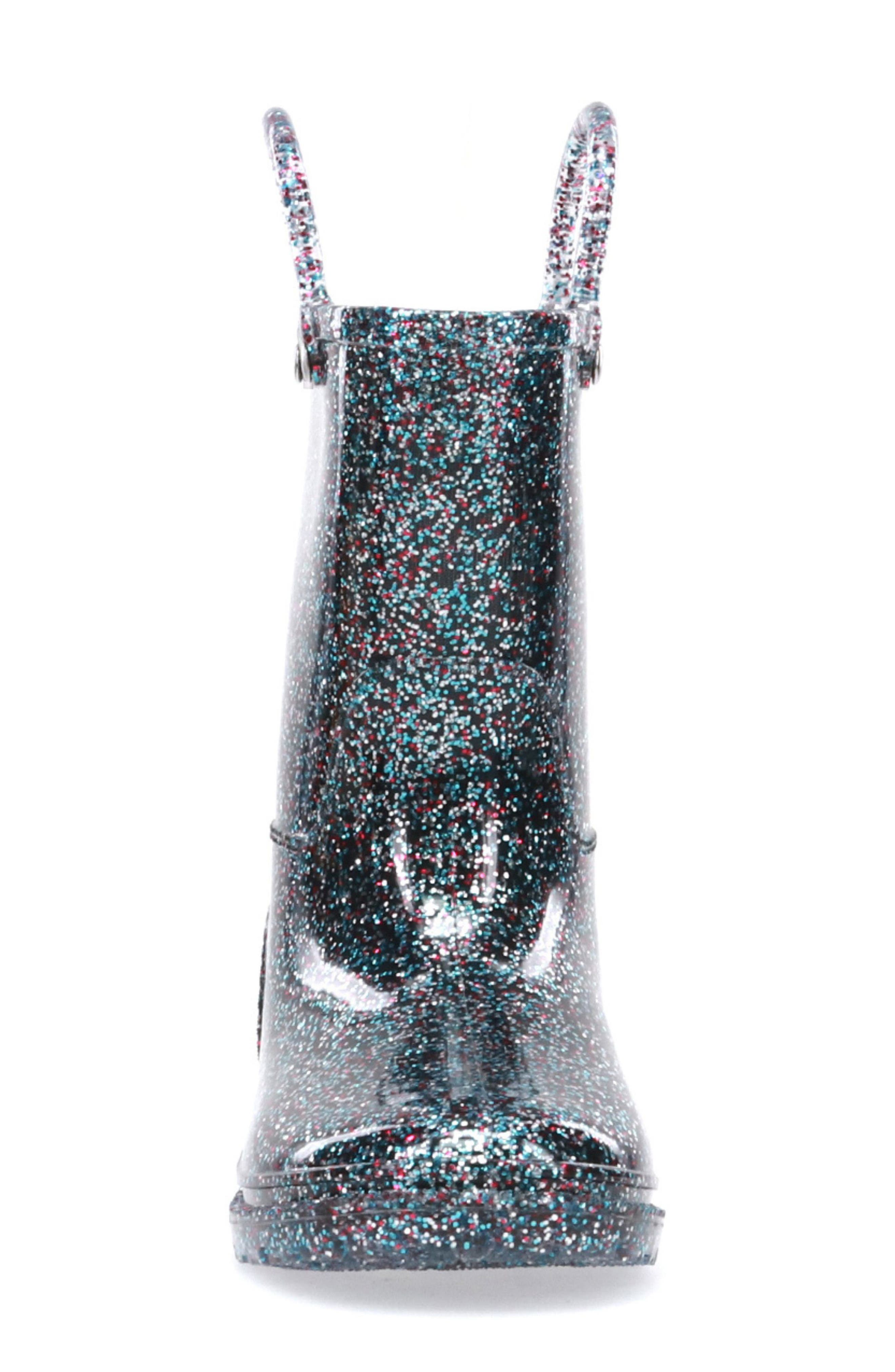 Western Chief Glitter Rain Boot, Alternate, color, Blue Multi