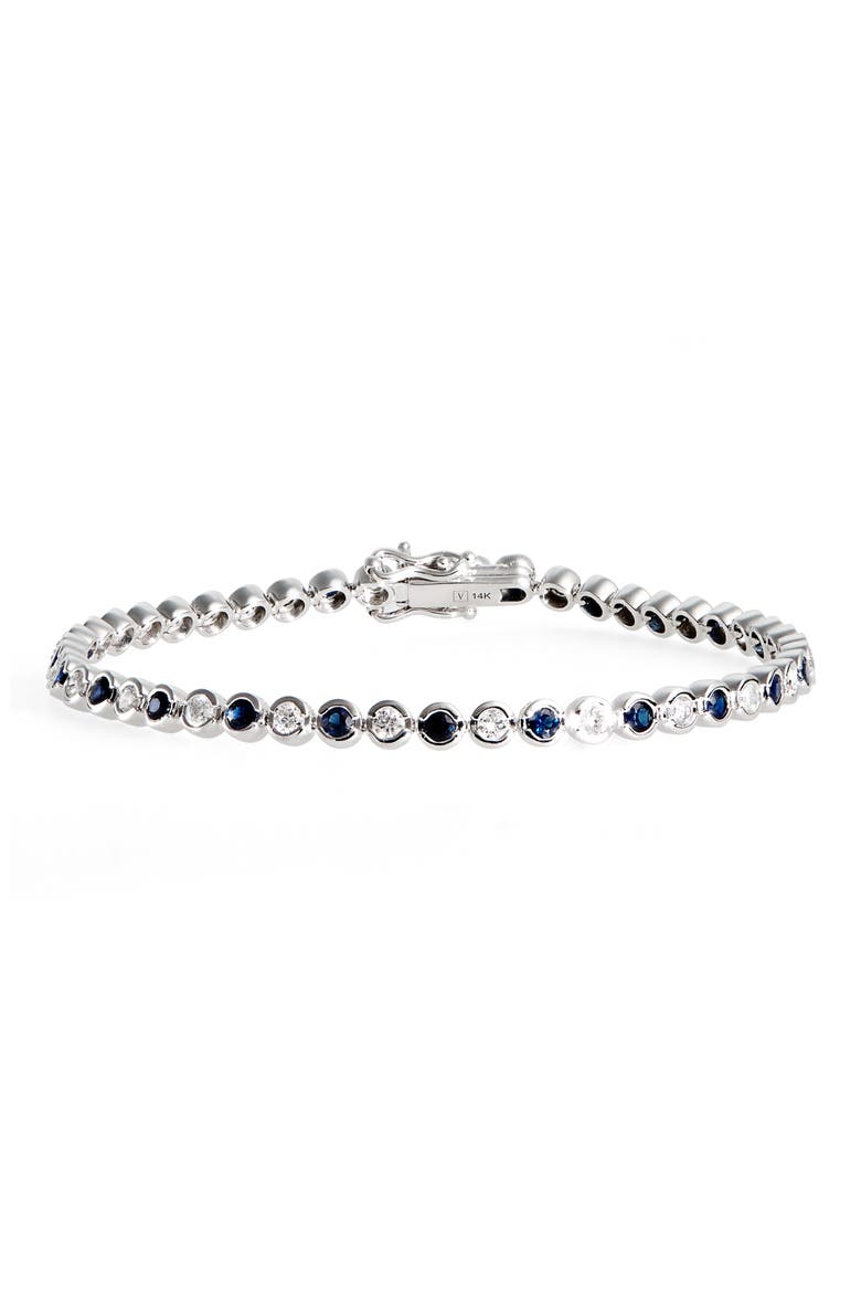 Sapphire & Diamond Tennis Bracelet, Main, color, WHITE GOLD/ SAPPHIRE/ DIAMOND