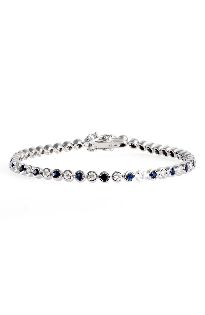 VALANI ATELIER Sapphire & Diamond Tennis Bracelet, Main, color, White Gold/ Sapphire/ Diamond
