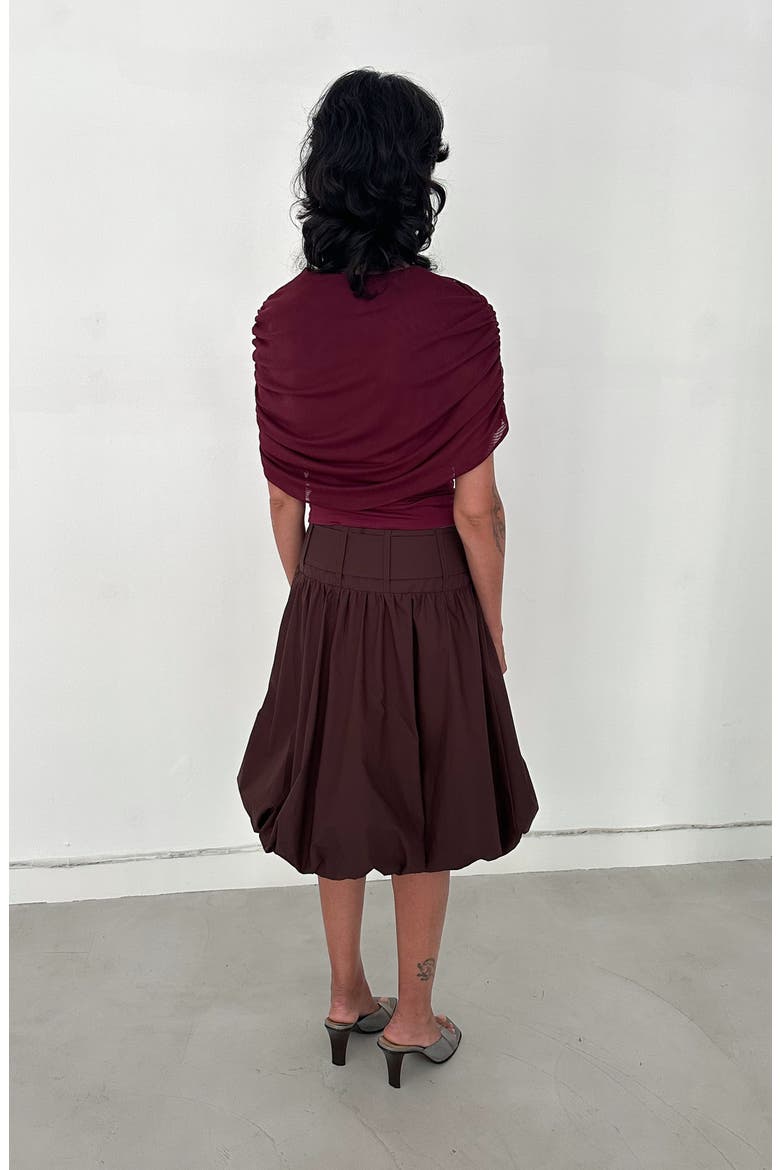 Tatum Belted Bubble Hem Skirt, Alternate, color, Dark Brown