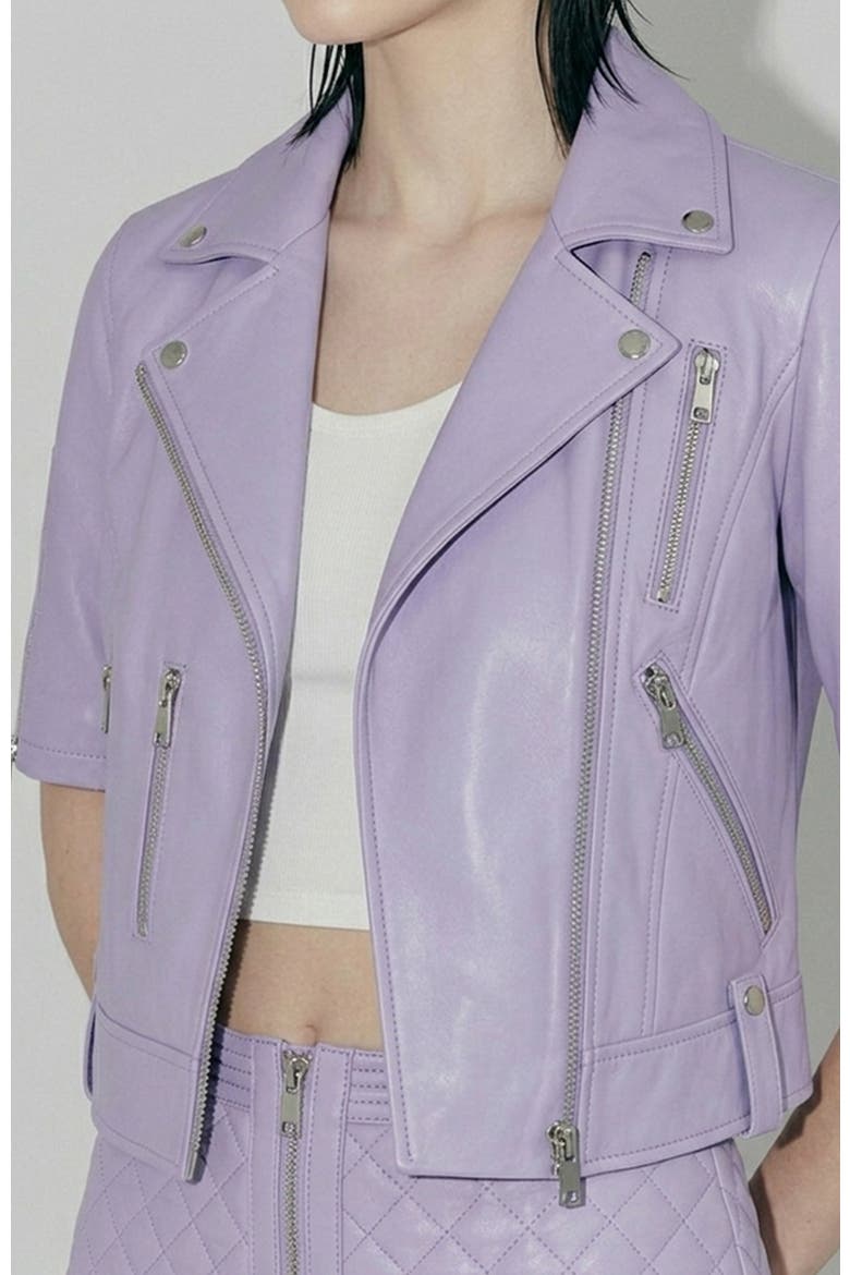 Nico Recycled Leather Jacket, Alternate, color, Pastel Lilac