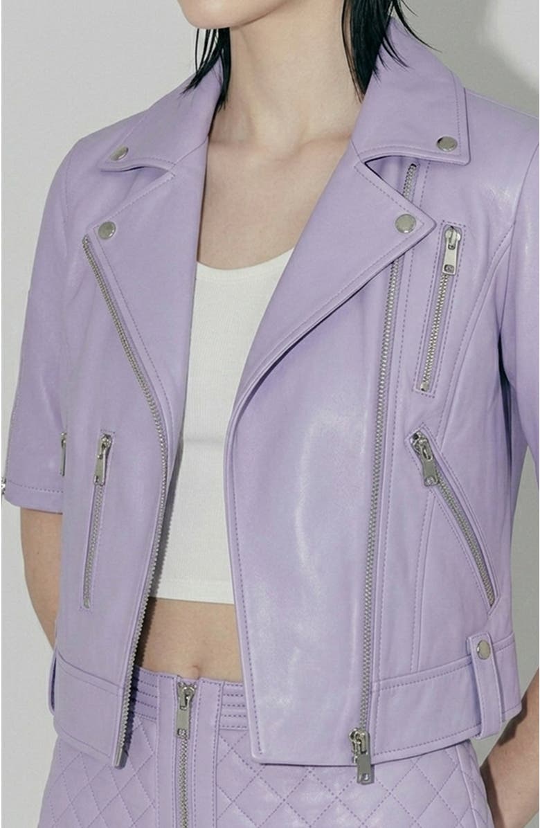 AS by DF Nico Recycled Leather Jacket, Alternate, color, Pastel Lilac