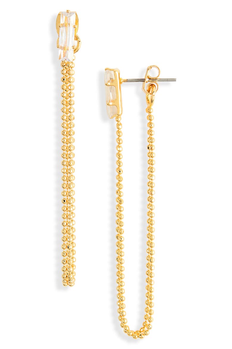 Demi Fine Cubic Zirconia Ball Chain Drop Earrings, Main, color, 14K GOLD PLATED