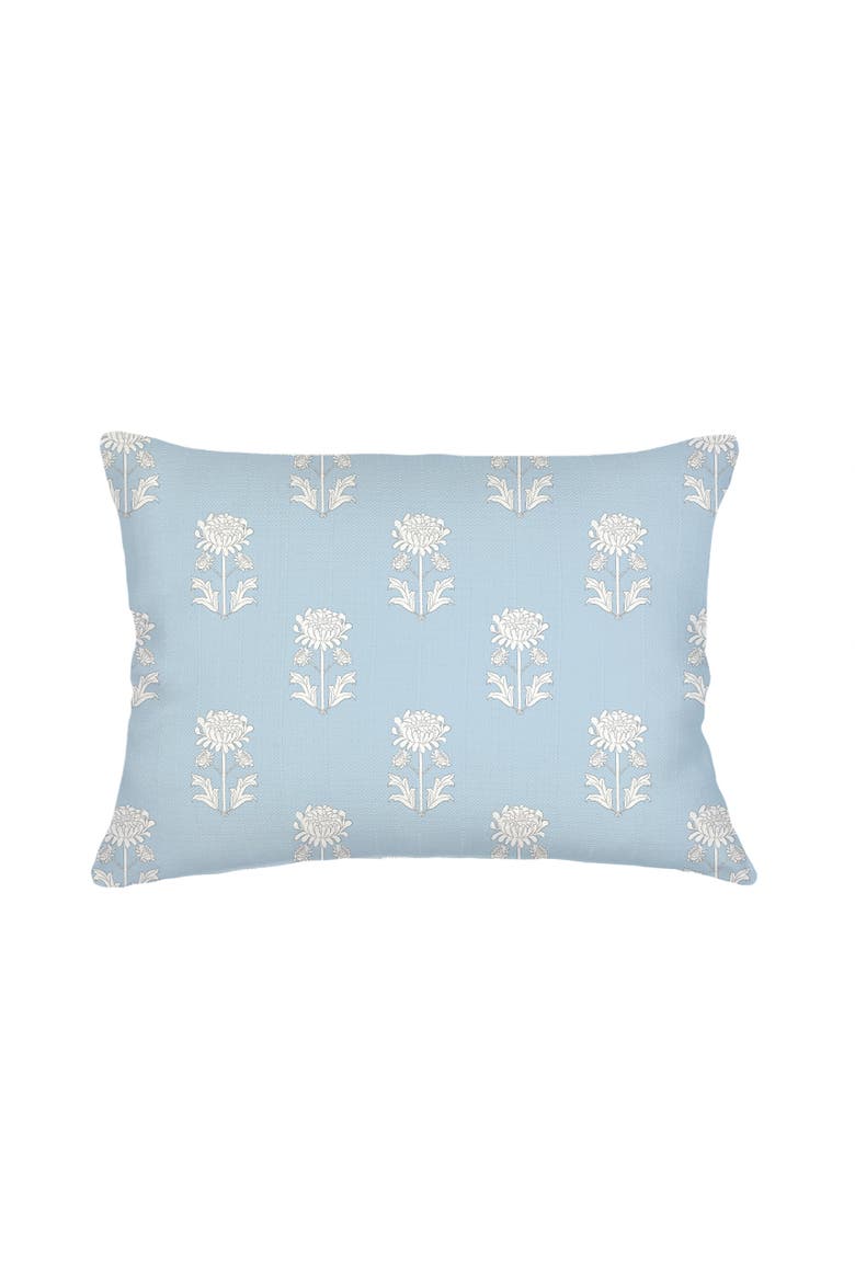 Blue Block Print Linen Pillow 14x20, Main, color, Blue