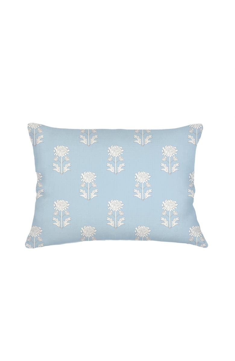Anaya Blue Block Print Linen Pillow 14x20, Main, color, Blue