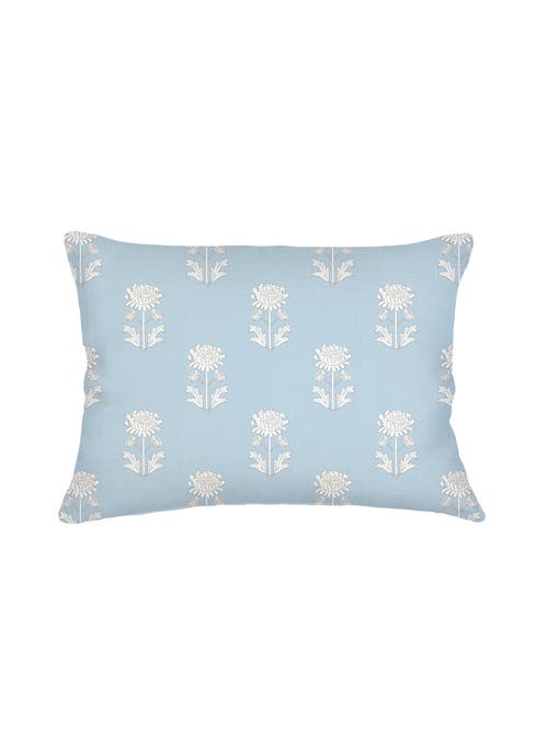 Anaya Blue Block Print Linen Pillow 14x20 In Blue