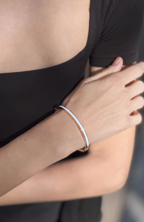 Adornia White Enamel Cuff Bracelet In White