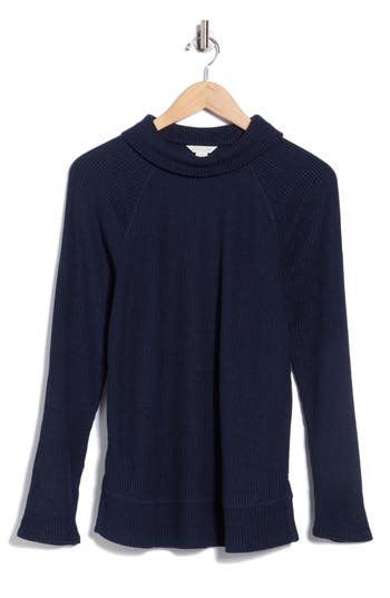 Caslon ® Cozy Cowl Neck Long Sleeve Waffle Knit Top In Blue