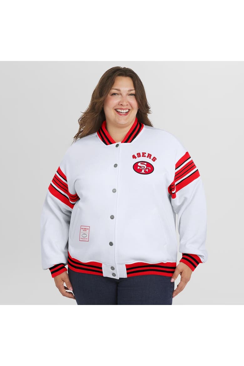 Women's WEAR by Erin Andrews White San Francisco 49ers Plus Size Full-Snap Fleece Sweatshirt Jacket, Alternate, color, White