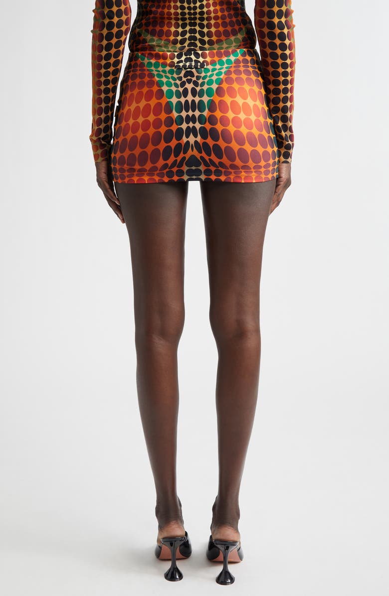 Jean Paul Gaultier Re-Edition Polka Dot Trompe l'Oeil Mesh Miniskirt, Alternate, color, Orange/ Blue/ Brown