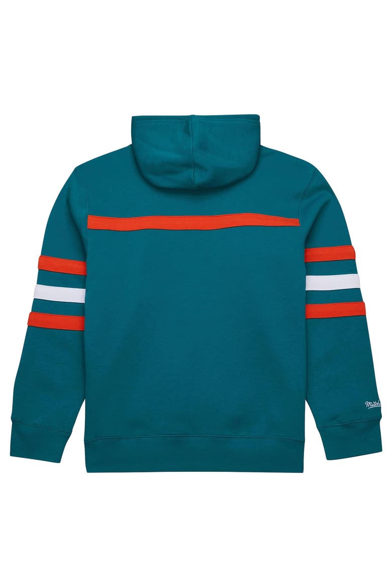 Men's  Aqua Miami Dolphins Vintage Logo Head Coach Fleece Pullover Hoodie, Alternate, color, Aqua