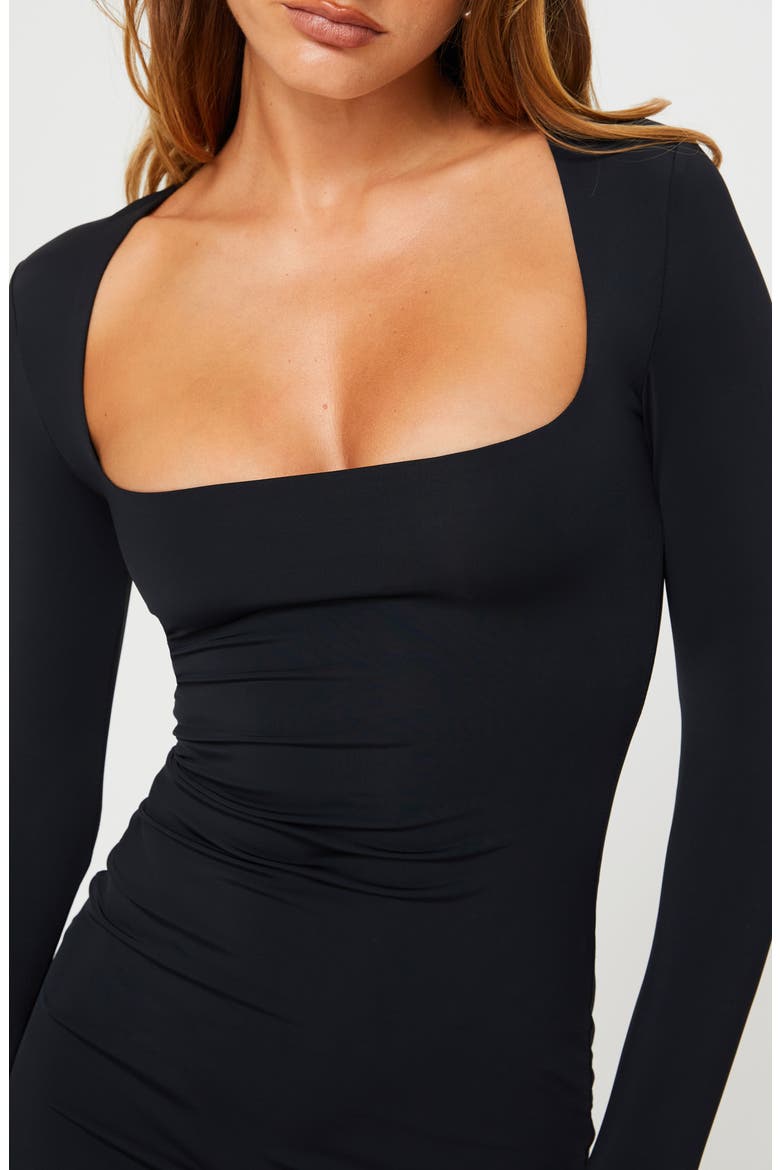 Back in Time Long Sleeve Minidress, Alternate, color, BLACK