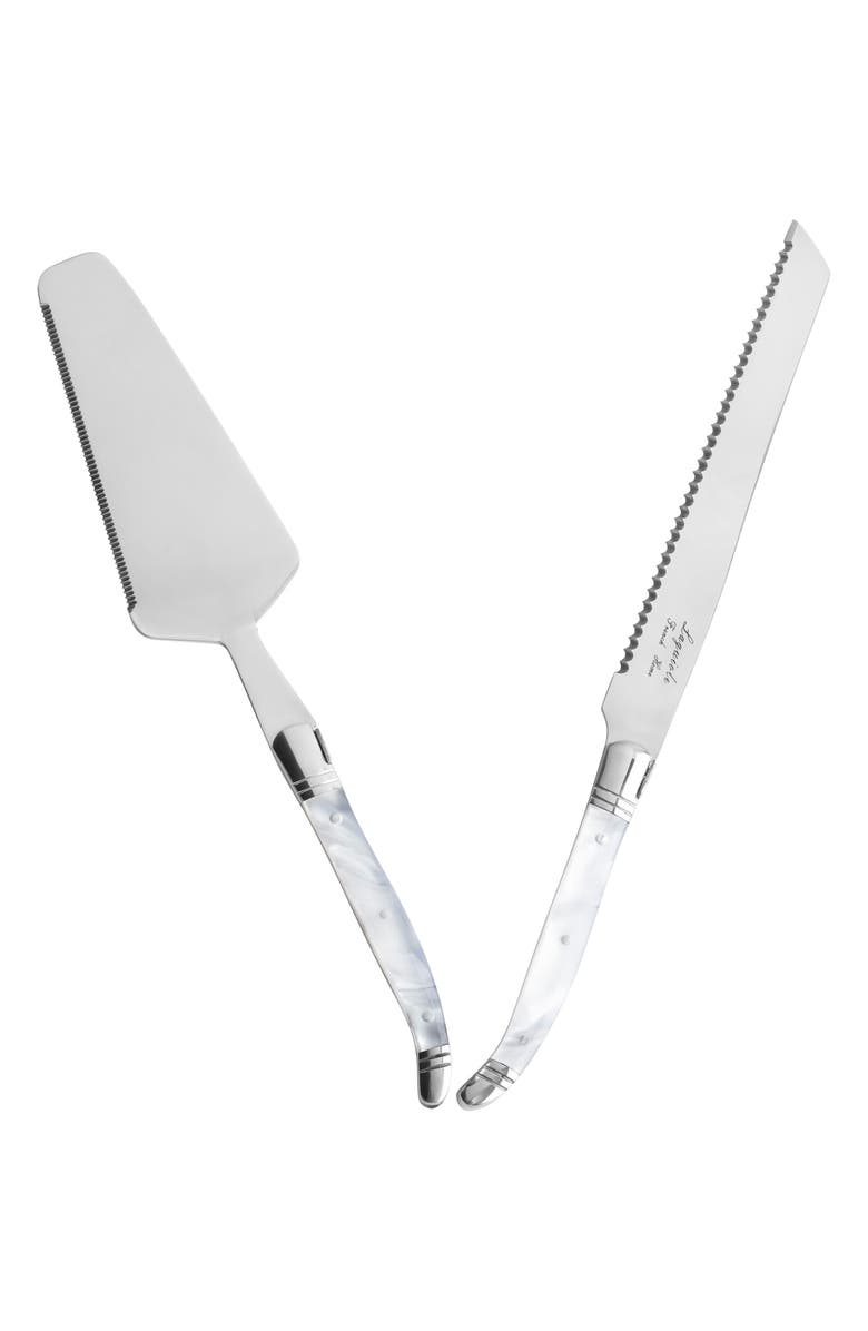 FRENCH HOME 2-Piece Faux Pearl Cake Knife & Server Set, Main, color, Pearl White