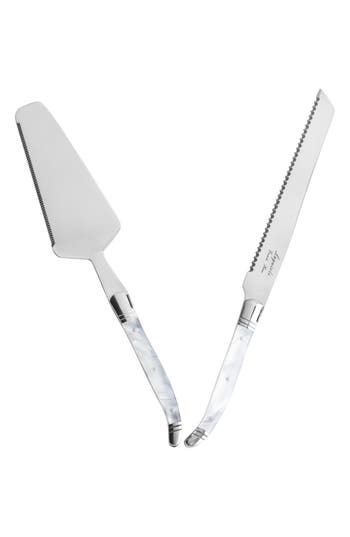 French Home 2-piece Faux Pearl Cake Knife & Server Set In Pearl White