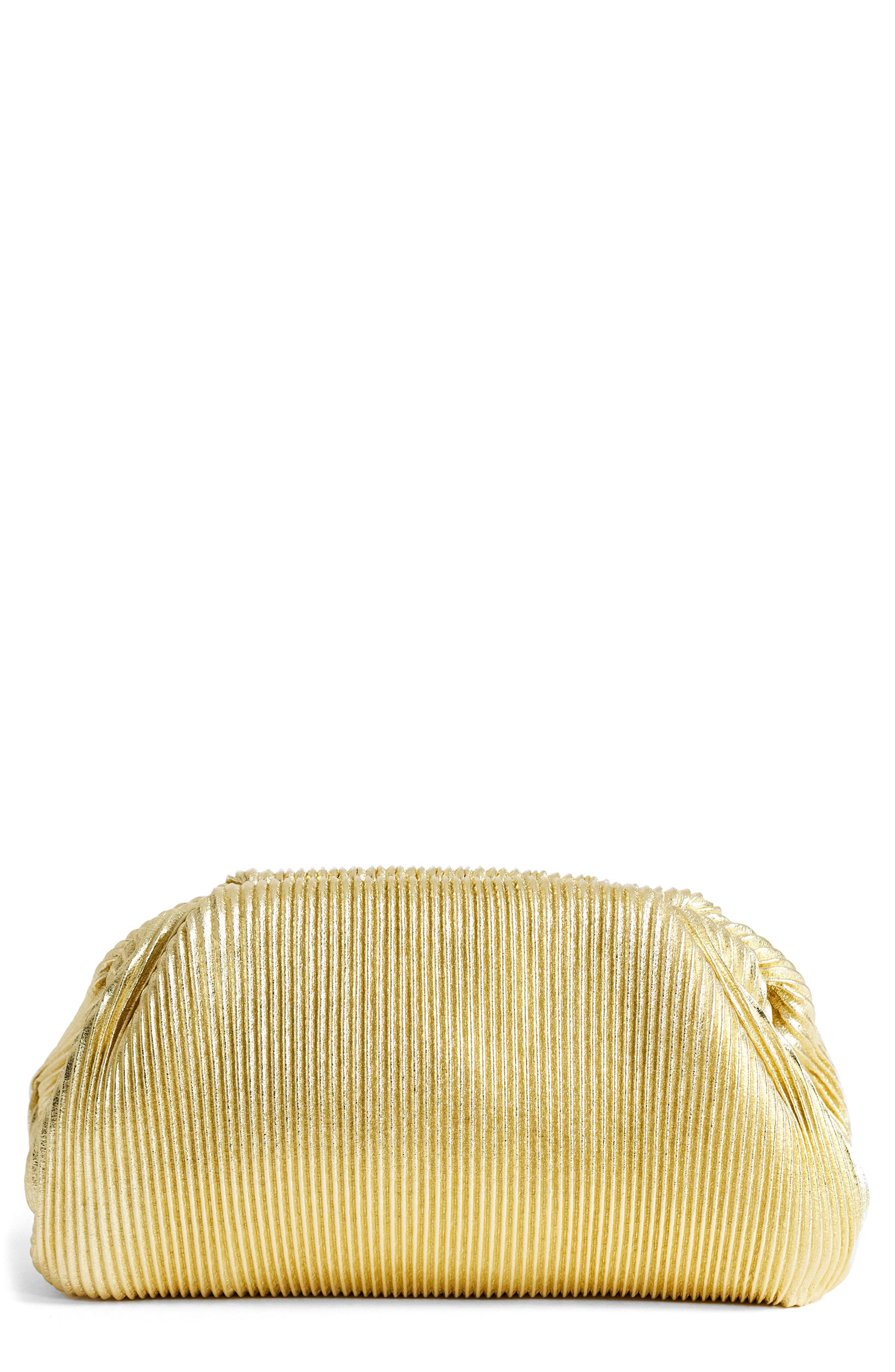 Golde Medium Faux Leather Clutch, Main, color, GOLD