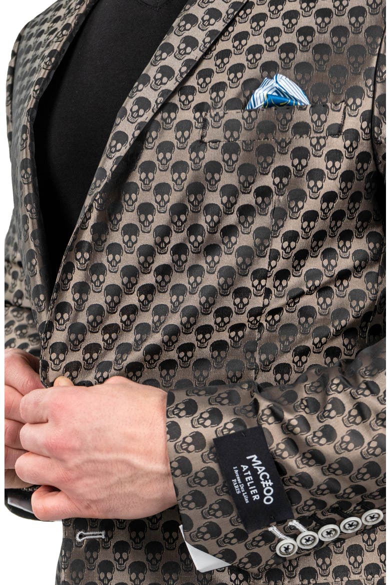 Skullrepeat Brown Jacquard Blazer, Alternate, color, BROWN