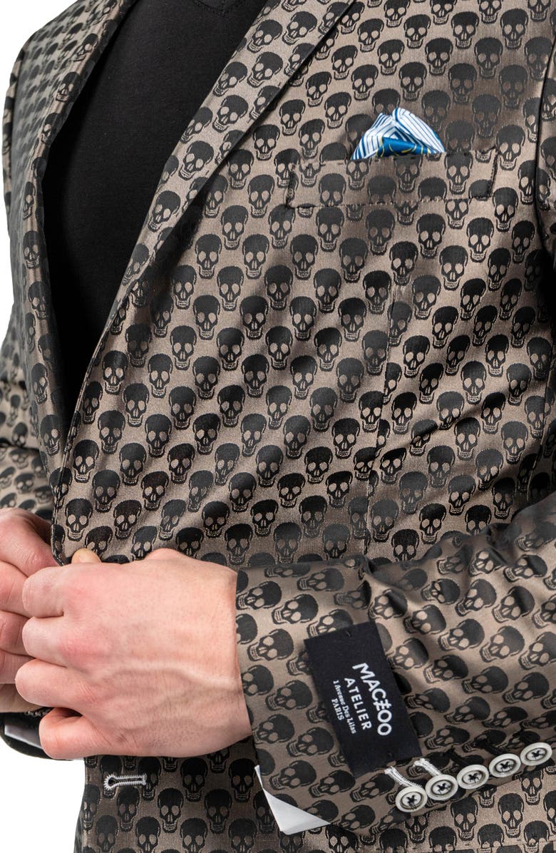 Maceoo Skullrepeat Brown Jacquard Blazer, Alternate, color, Brown