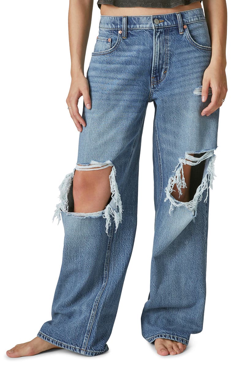 Lucky Brand Ripped Low Rise Super Wide Leg Jeans, Main, color, 
