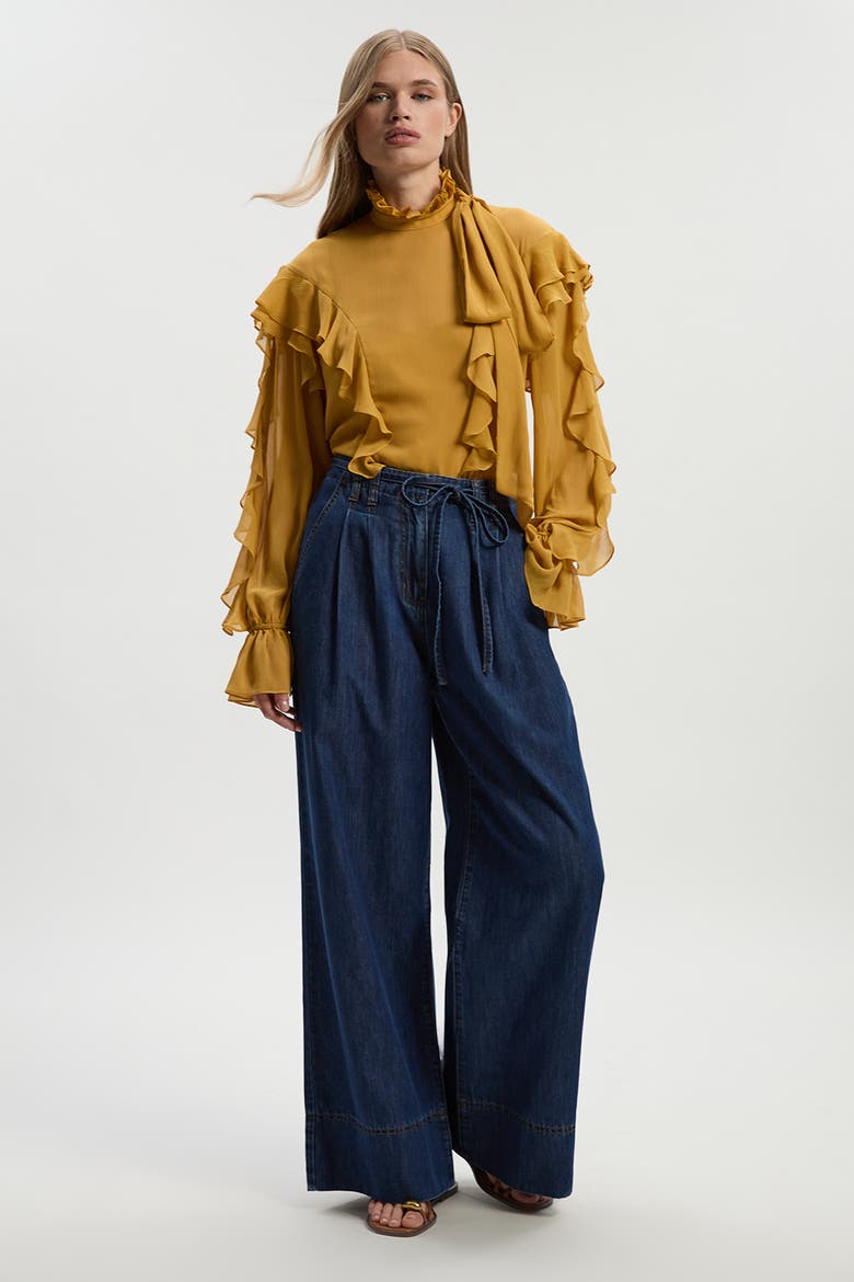 Denim Wide Legged Pants, Alternate, color, Mid Blue