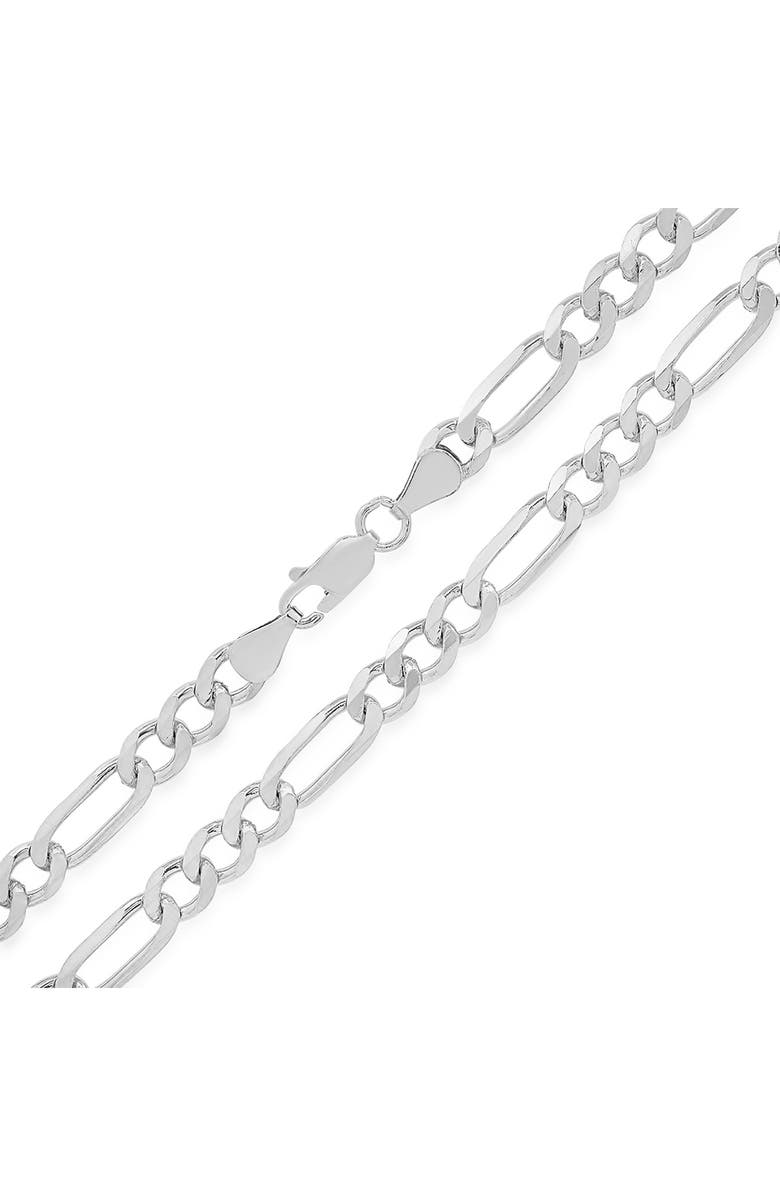 Queen Jewels Men's Sterling Silver Thick Italian Figaro Chain Necklace, Alternate, color, Silver