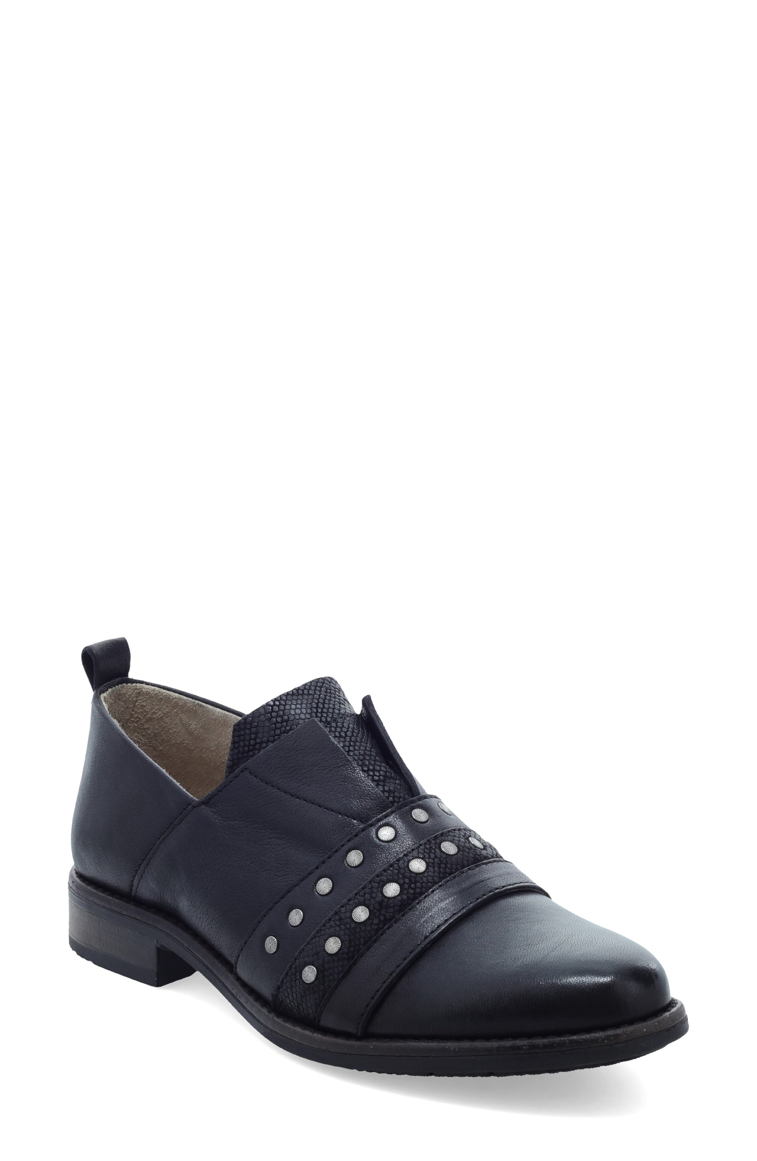 Studded Slip-On, Main, color, BLACK LEATHER