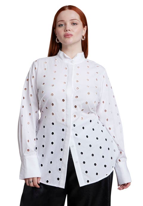 Dot Cut Out Button Up Top (plus)