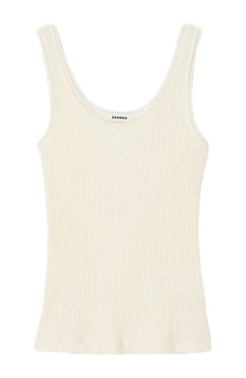 Sandro Rhinestoned Tank Top In Ecru