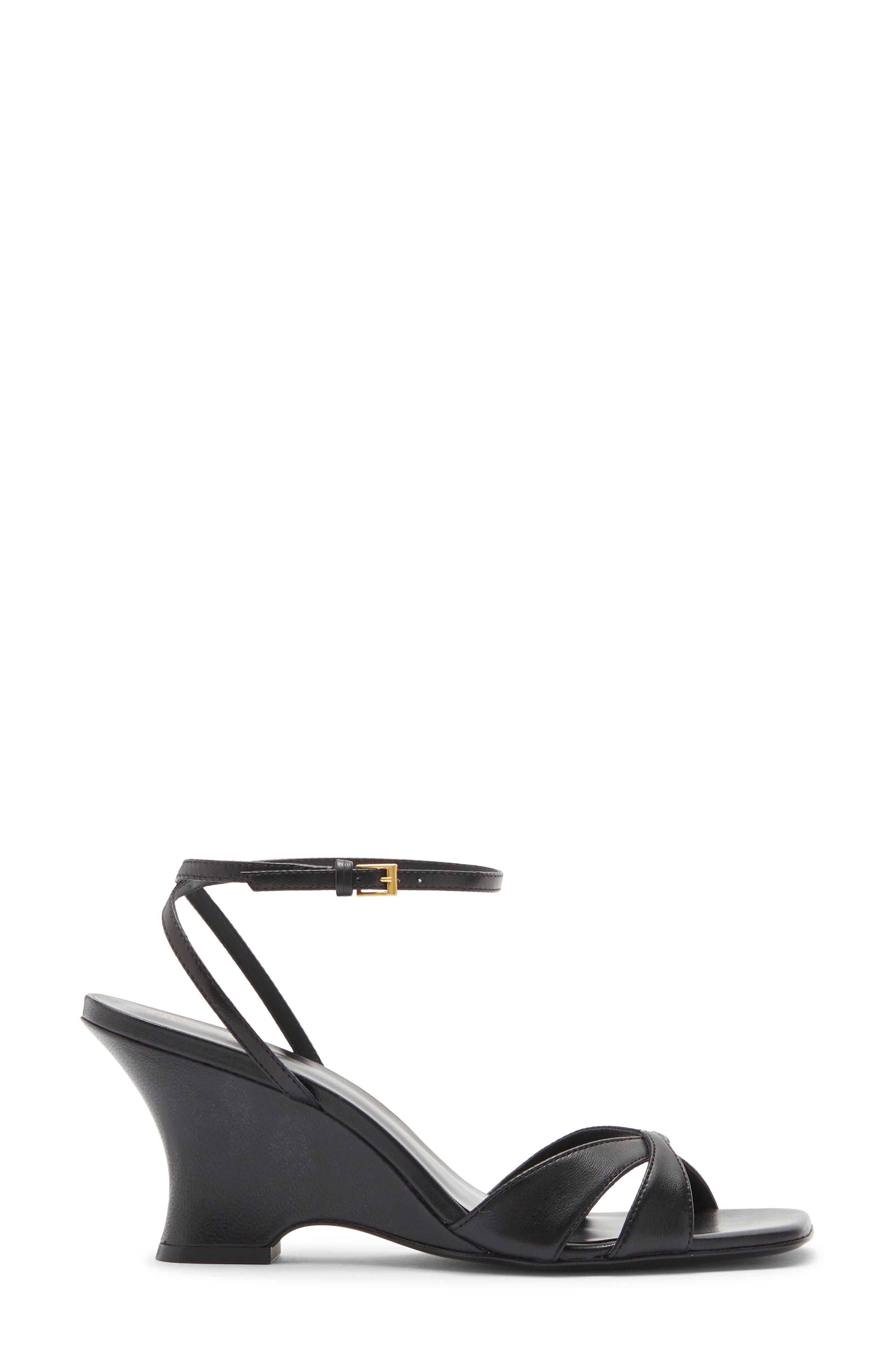 Margo Wedge Sandal, Alternate, color, BLACK LEATHER