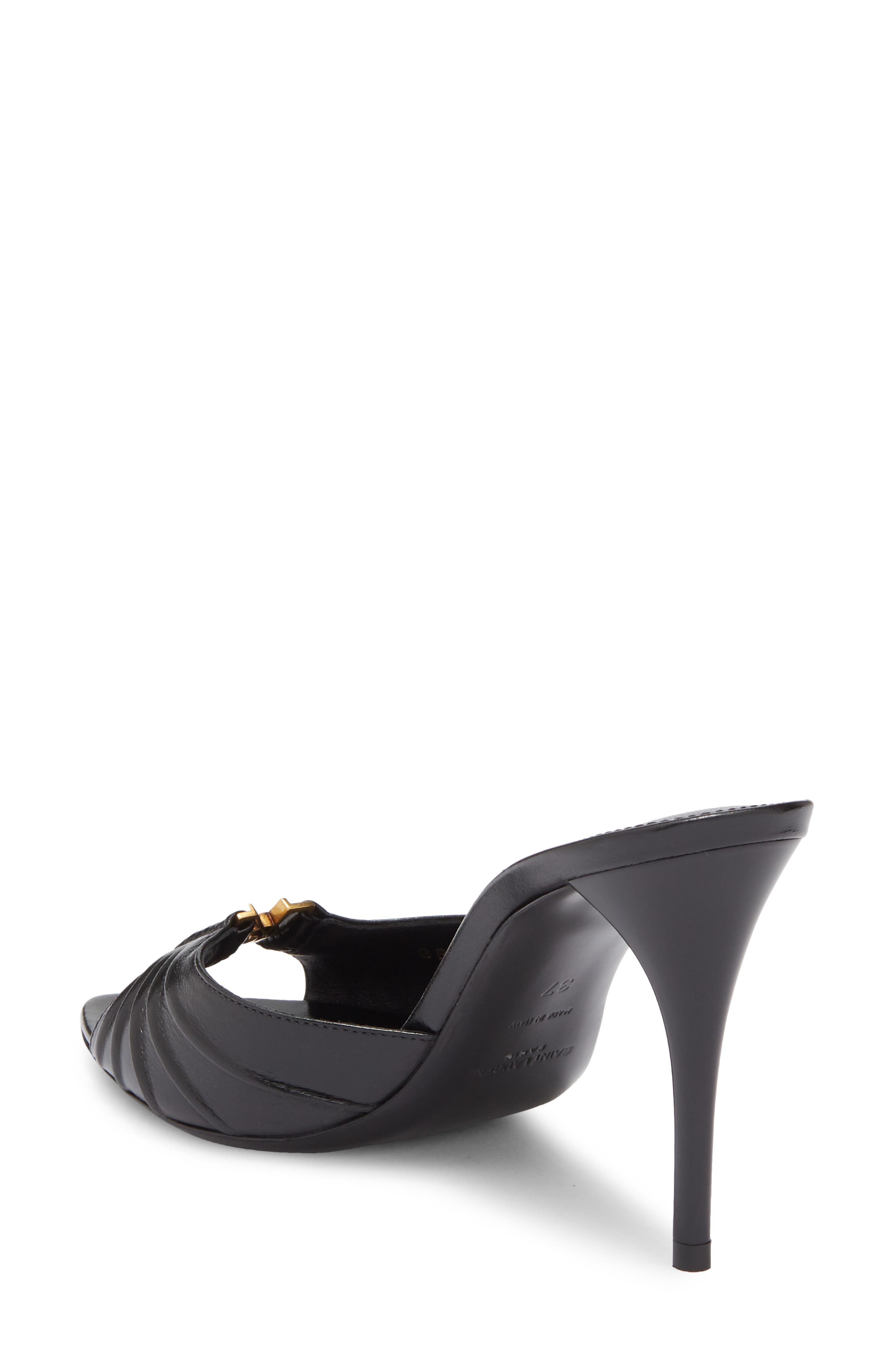 Saint Laurent Babylobne Slide Sandal, Alternate, color, Nero