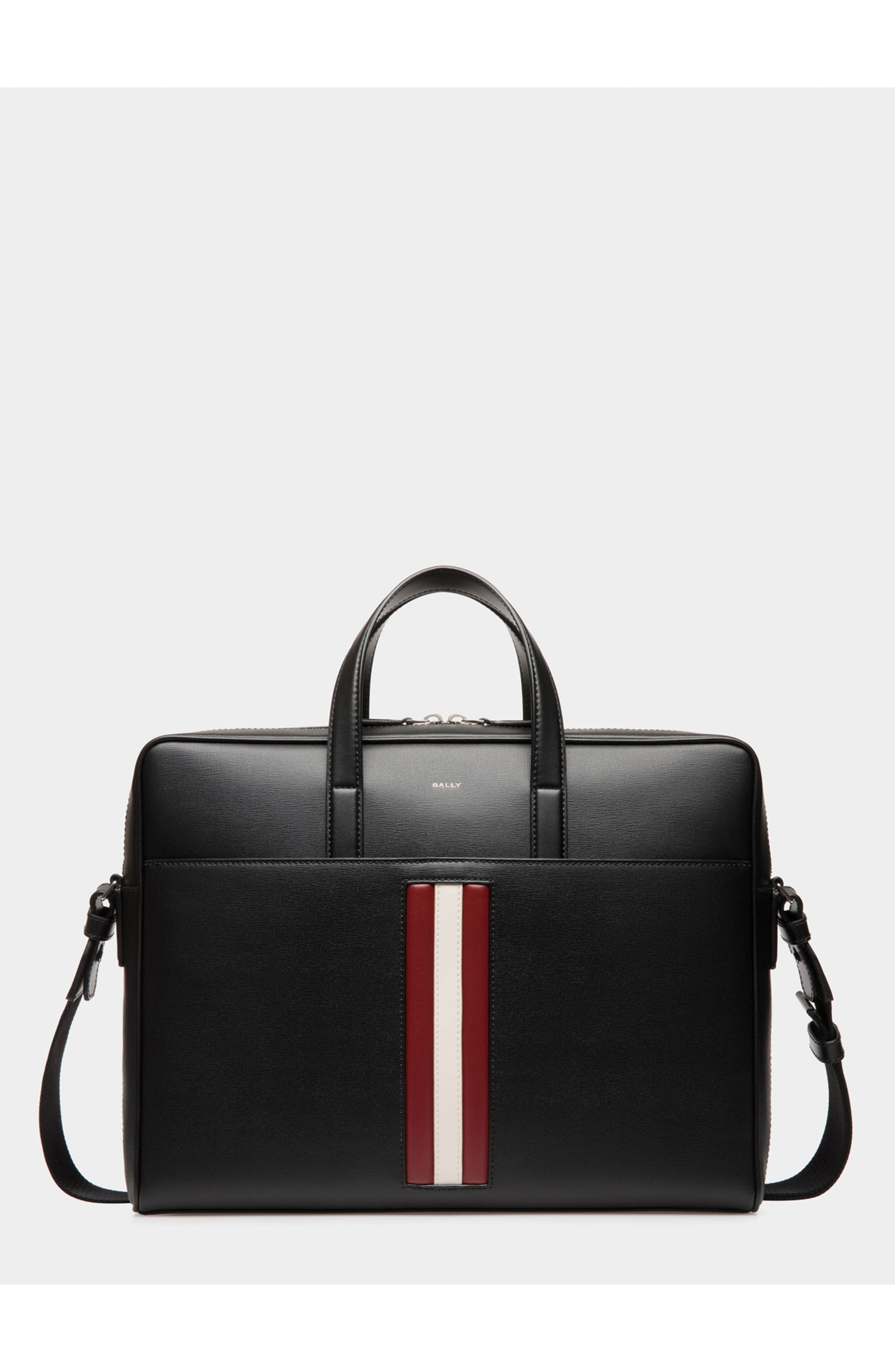 Bally Mythos Briefcase, Main, color, Black+Red/Bone+Pall