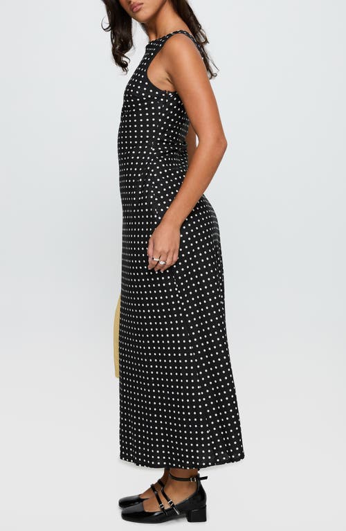 Princess Polly Voyager Polka Dot Linen Blend Dress In Black