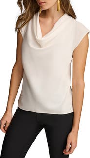 Donna Karan New York Cap Sleeve Cowl Neck Top