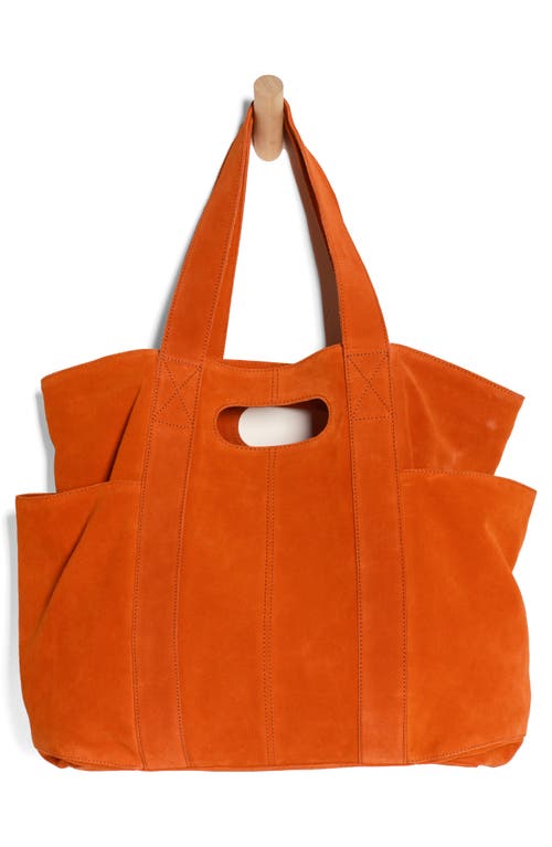 Free People Caravan Suede Tote In Red Orange