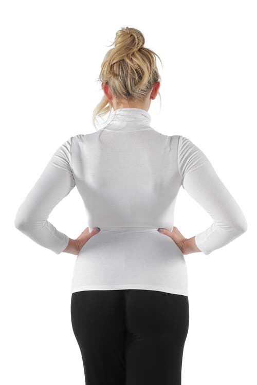 24seven Comfort Apparel Plus Size Classic Womens Long Sleeve Turtleneck In White