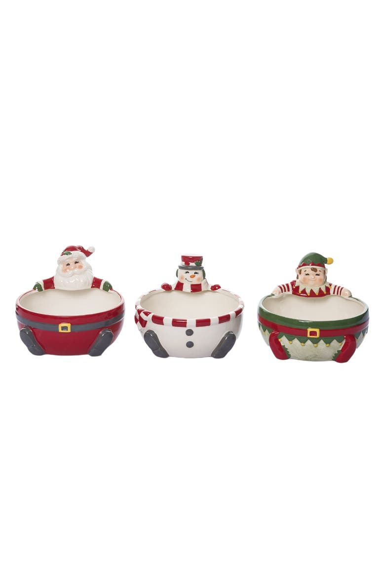 Ceramic North Pole Character Bowl Set of Three Christmas Decor, Main, color, Multicolored