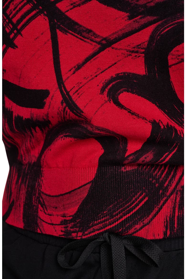 Brushstroke Pattern Short Sleeve Sweater, Alternate, color, RED HEART