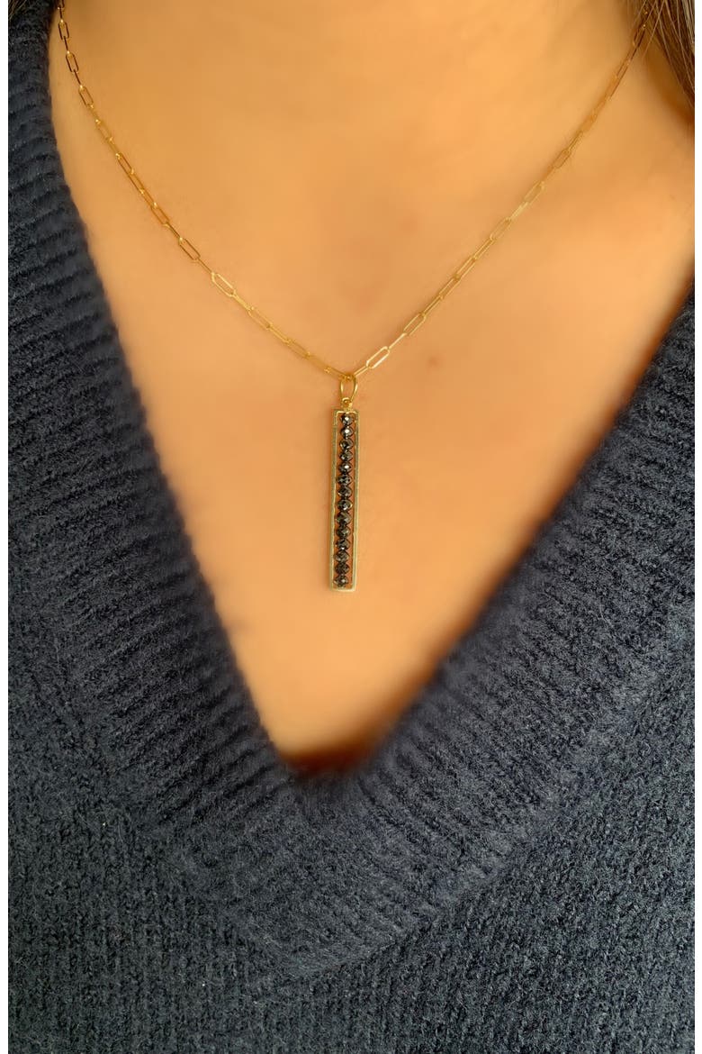 Leila Black Diamond Linear Bar Pendant, Alternate, color, YELLOW