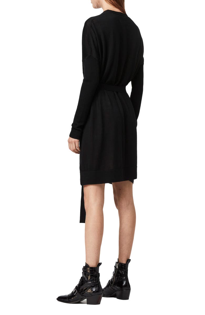 AllSaints Iva Long Sleeve Button-Up Mixed Media Dress, Alternate, color,