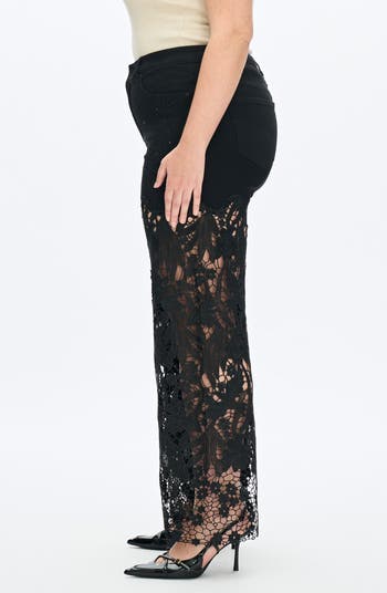 Crystal Embellished Lace Wide Leg Jeans