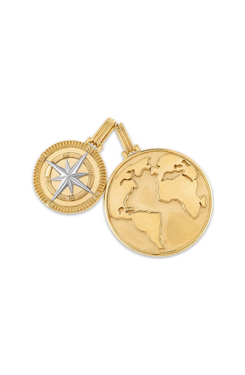 Esquire Men's Set of 2 14K Gold Plated Sterling Silver Compass & Globe Pendants, Main, color,