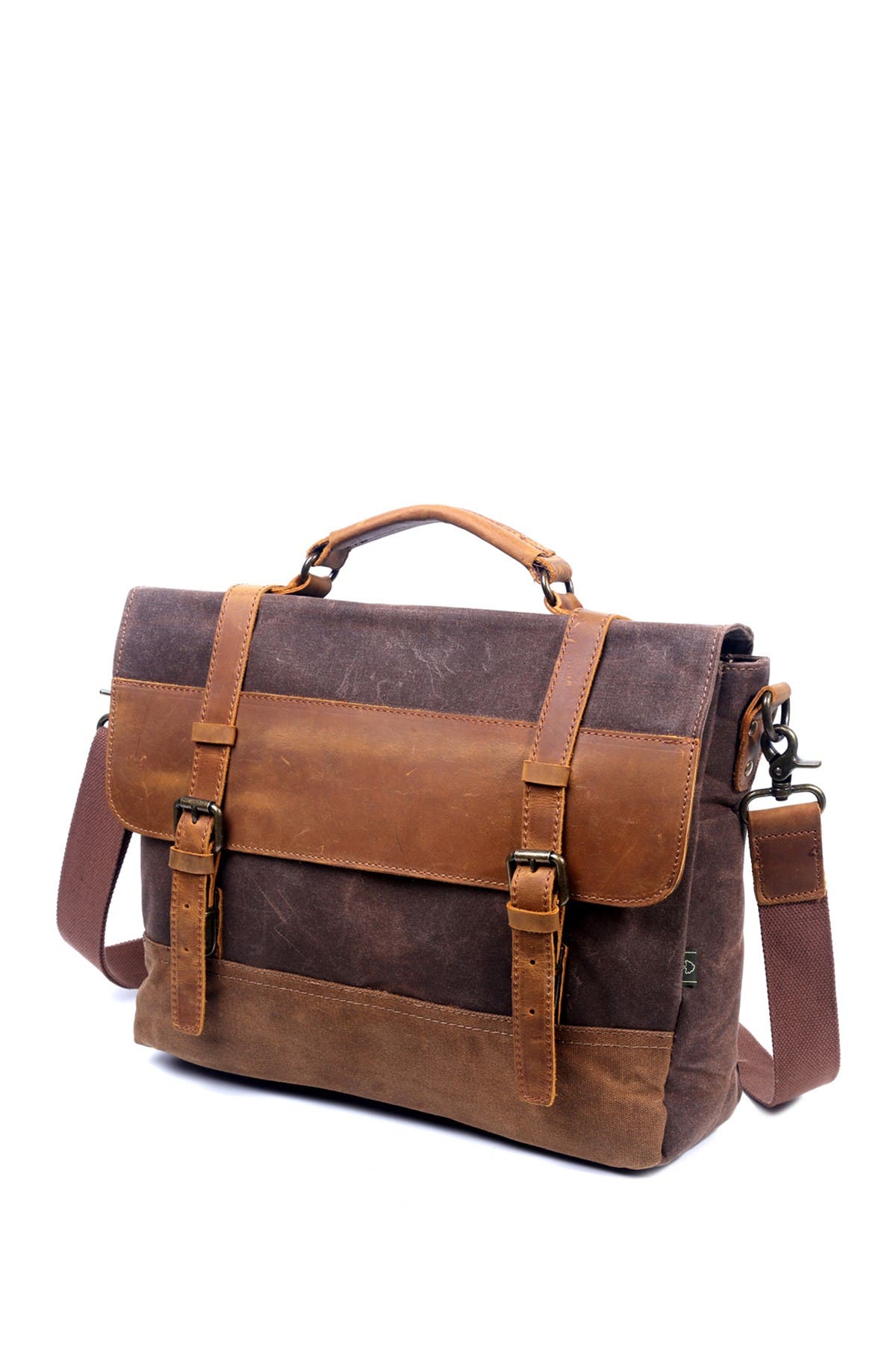 THE SAME DIRECTION Stone Creek Waxed Canvas Briefcase, Alternate, color, Brown