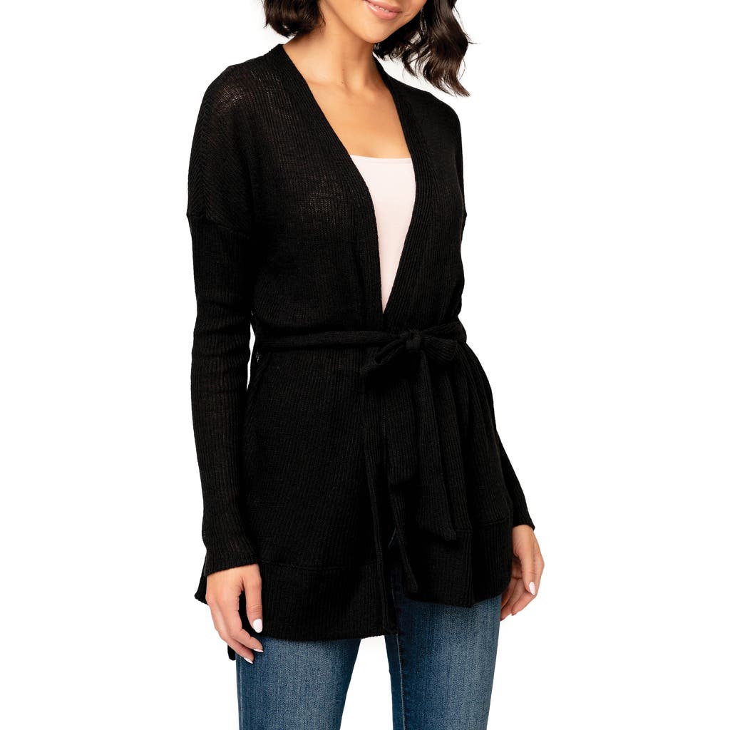 Gibsonlook My Way Belted Convertible Cardigan In Black