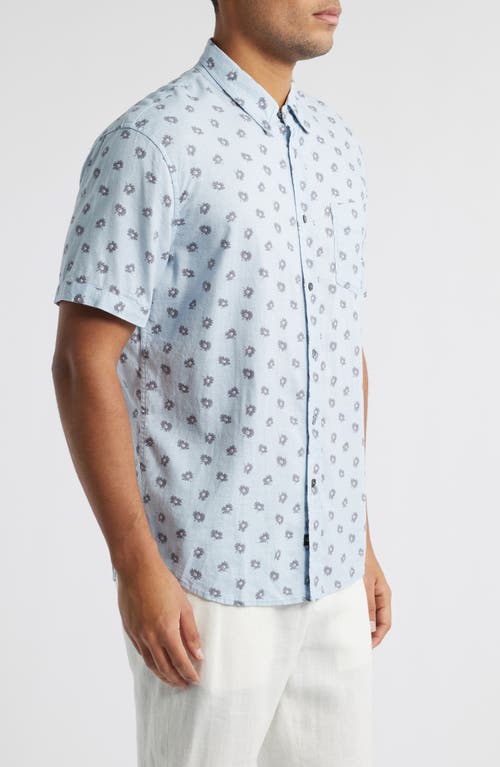 Rails Carson Short Sleeve Stretch Linen Blend Button-up Shirt In Daisy Toss Celestial