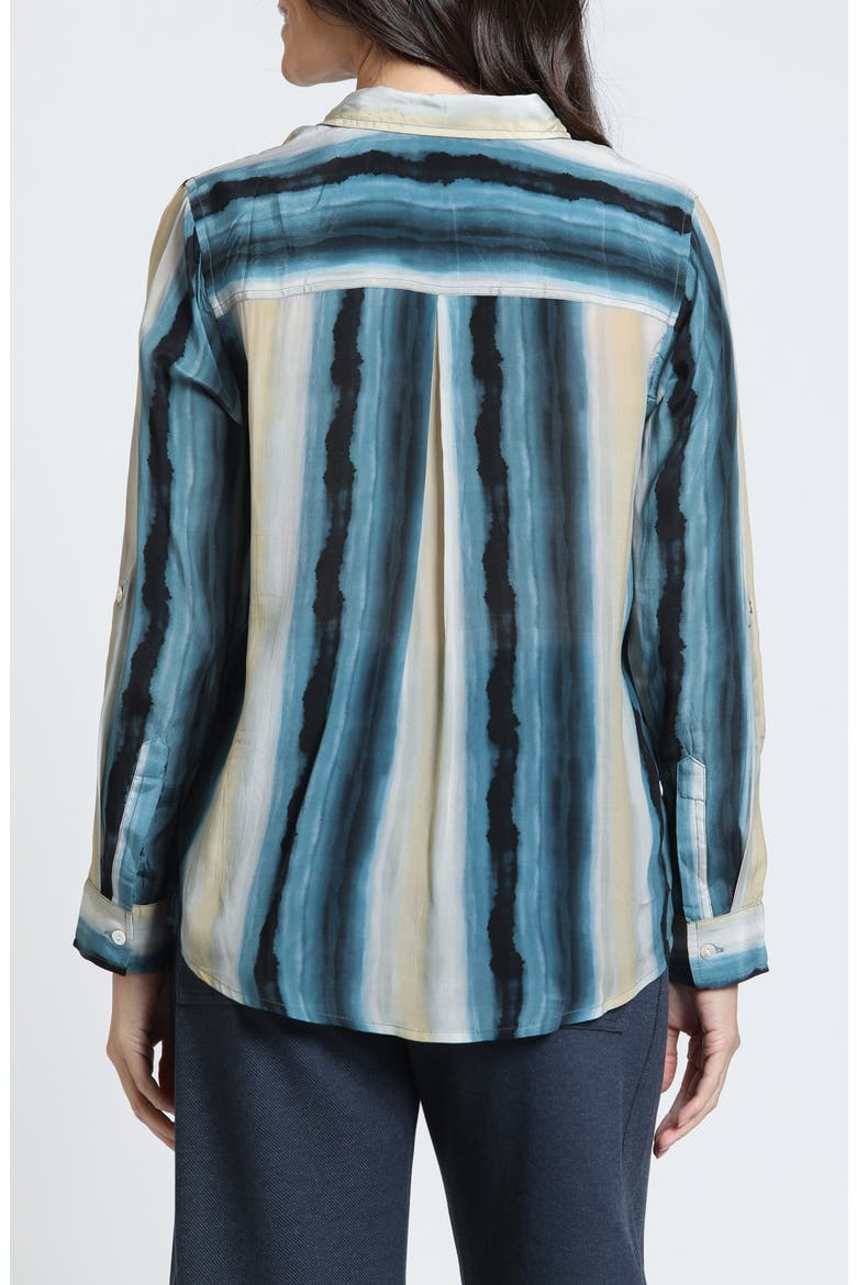 Vertical Print Roll-Tab Sleeve Button-Up Shirt, Alternate, color, DEEP TEAL/STONE