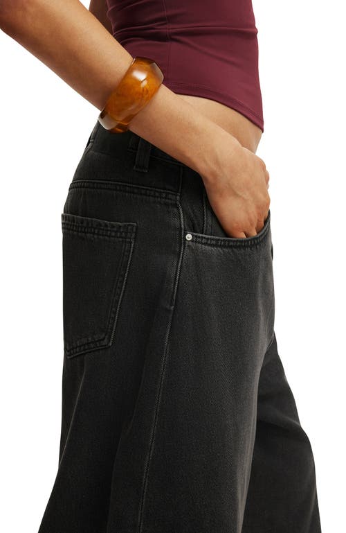 Cotton On Lyocell Wide Denim Jort In Black