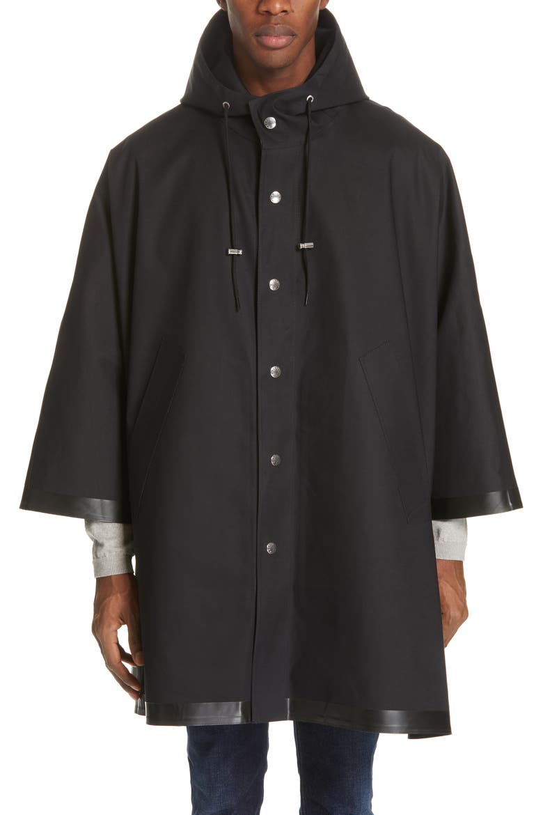 Gents Bonded Cotton Hooded Poncho, Alternate, color, BLACK