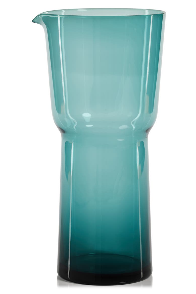 Skive Blown Glass Pitcher, Main, color, TEAL BLUE
