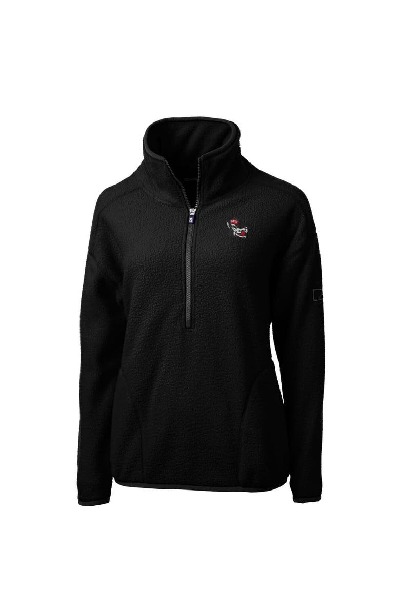 Cutter & Buck Women's Cutter & Buck Black NC State Wolfpack Cascade Eco Sherpa Fleece Half-Zip Pullover Jacket, Alternate, color,