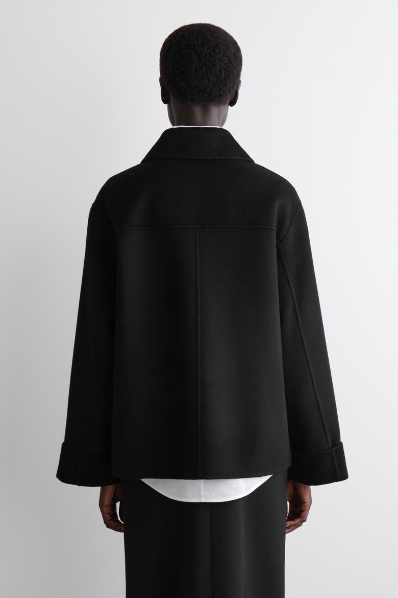 Double-Faced Wool Short Jacket, Alternate, color, BLACK